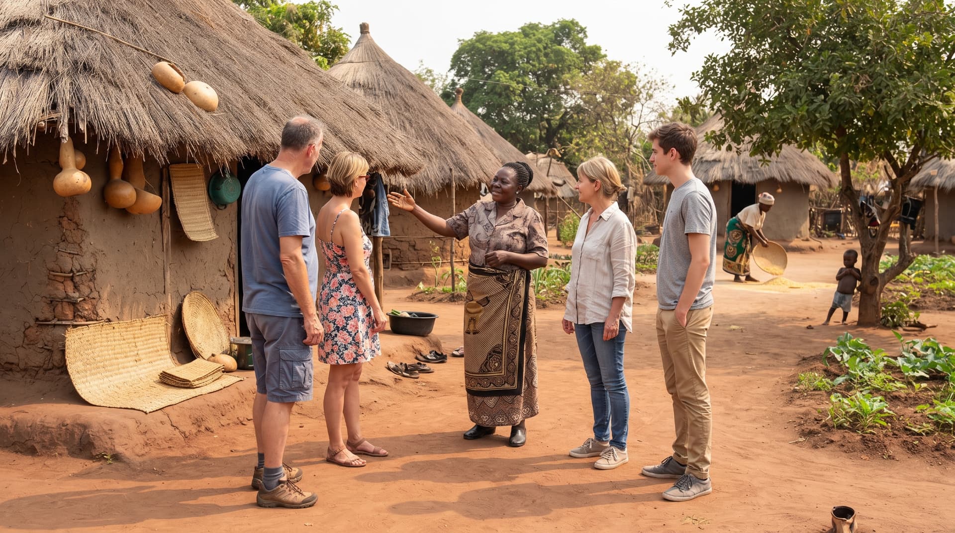 Guests visiting a traditional cultural village