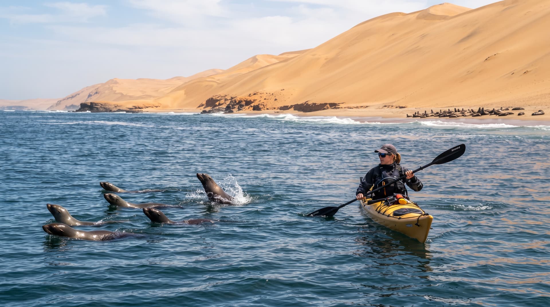 Kayaking with seals in Walvis Bay