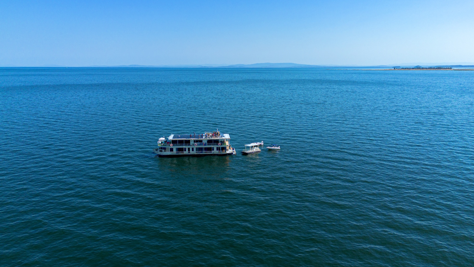 Houseboat drone view