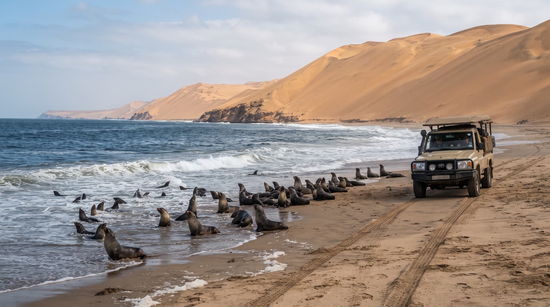 Safari vehicle on the Skeleton Coast