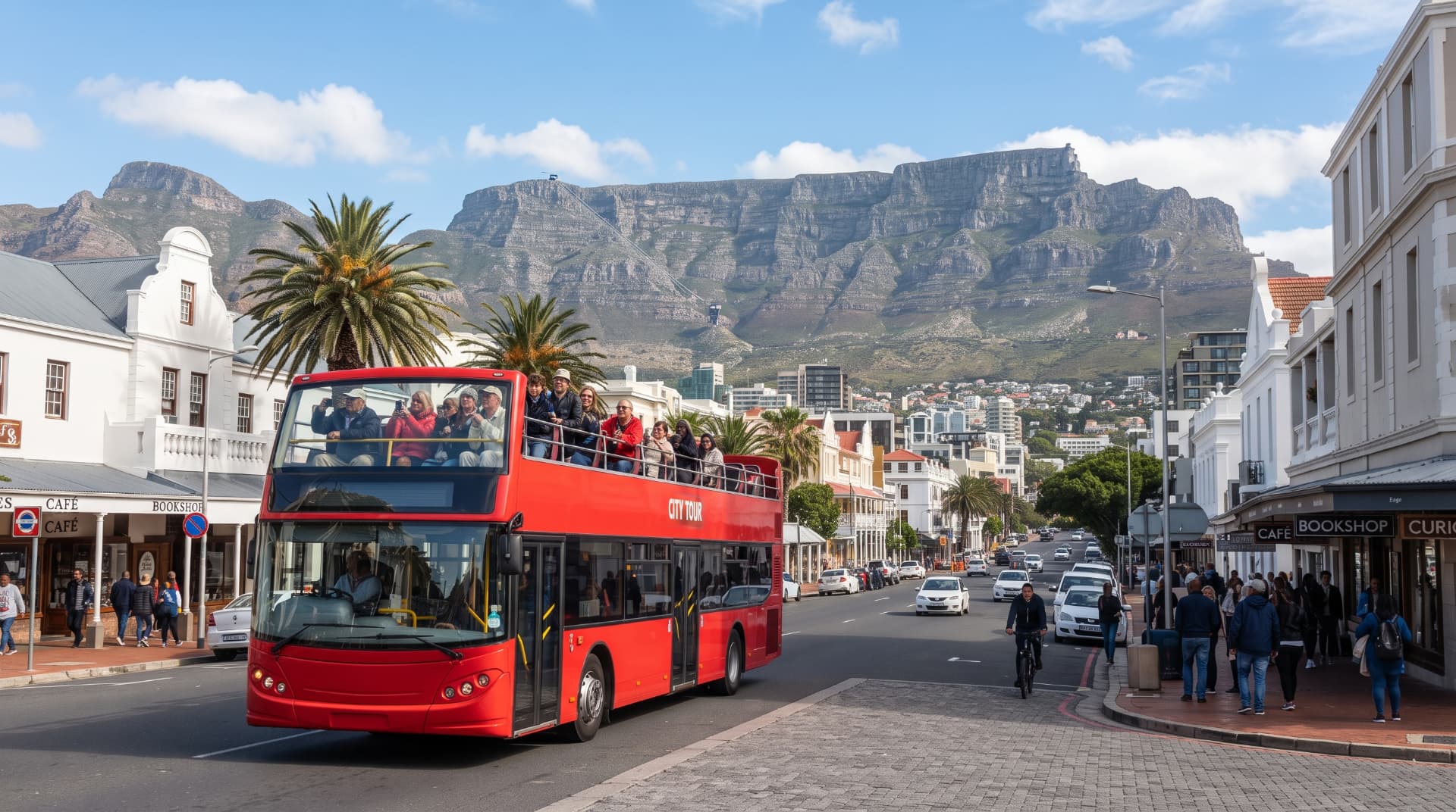 Open-top city tour bus in Cape Town